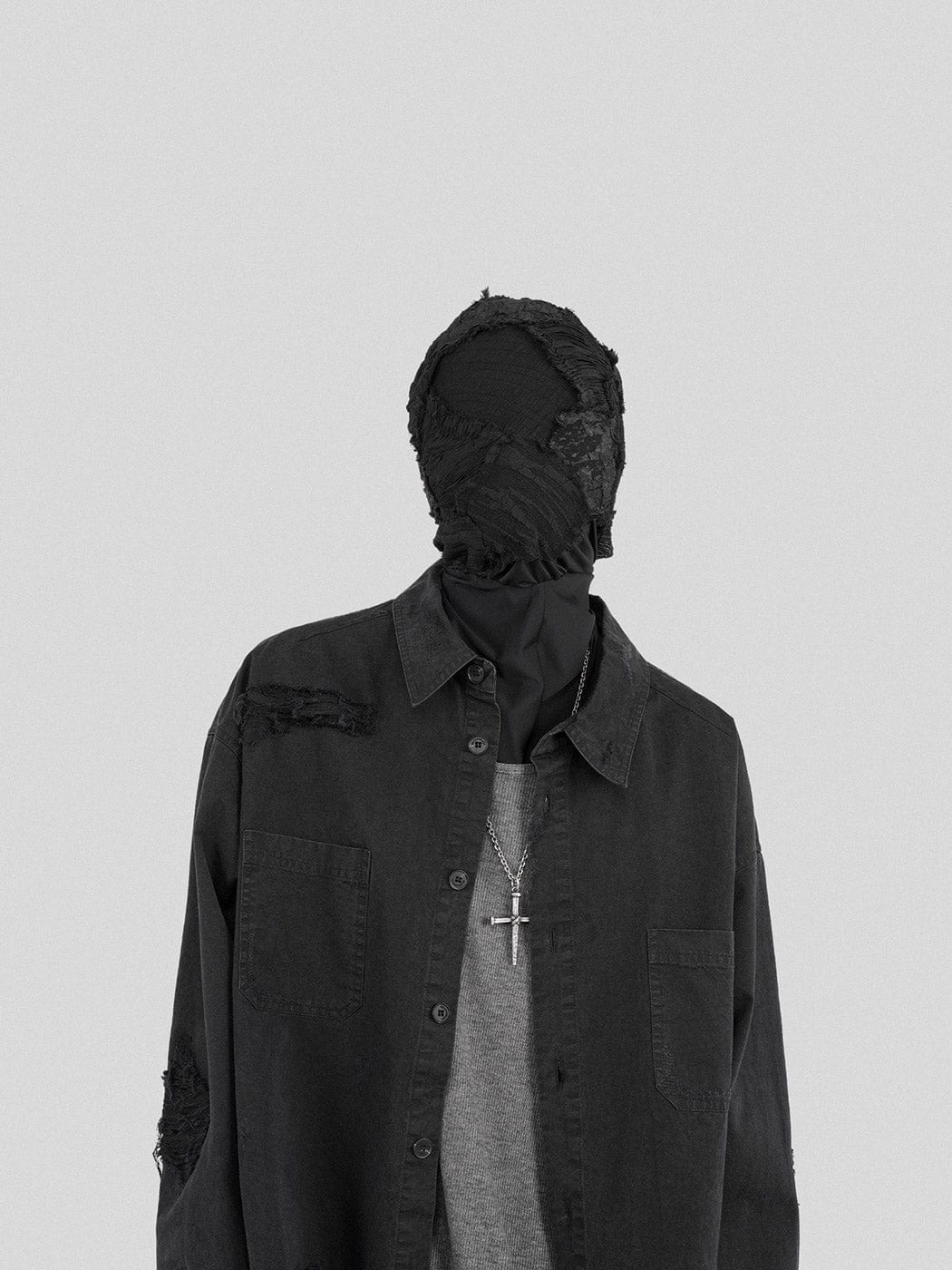 UNDERWATER Ripped Overshirt Black