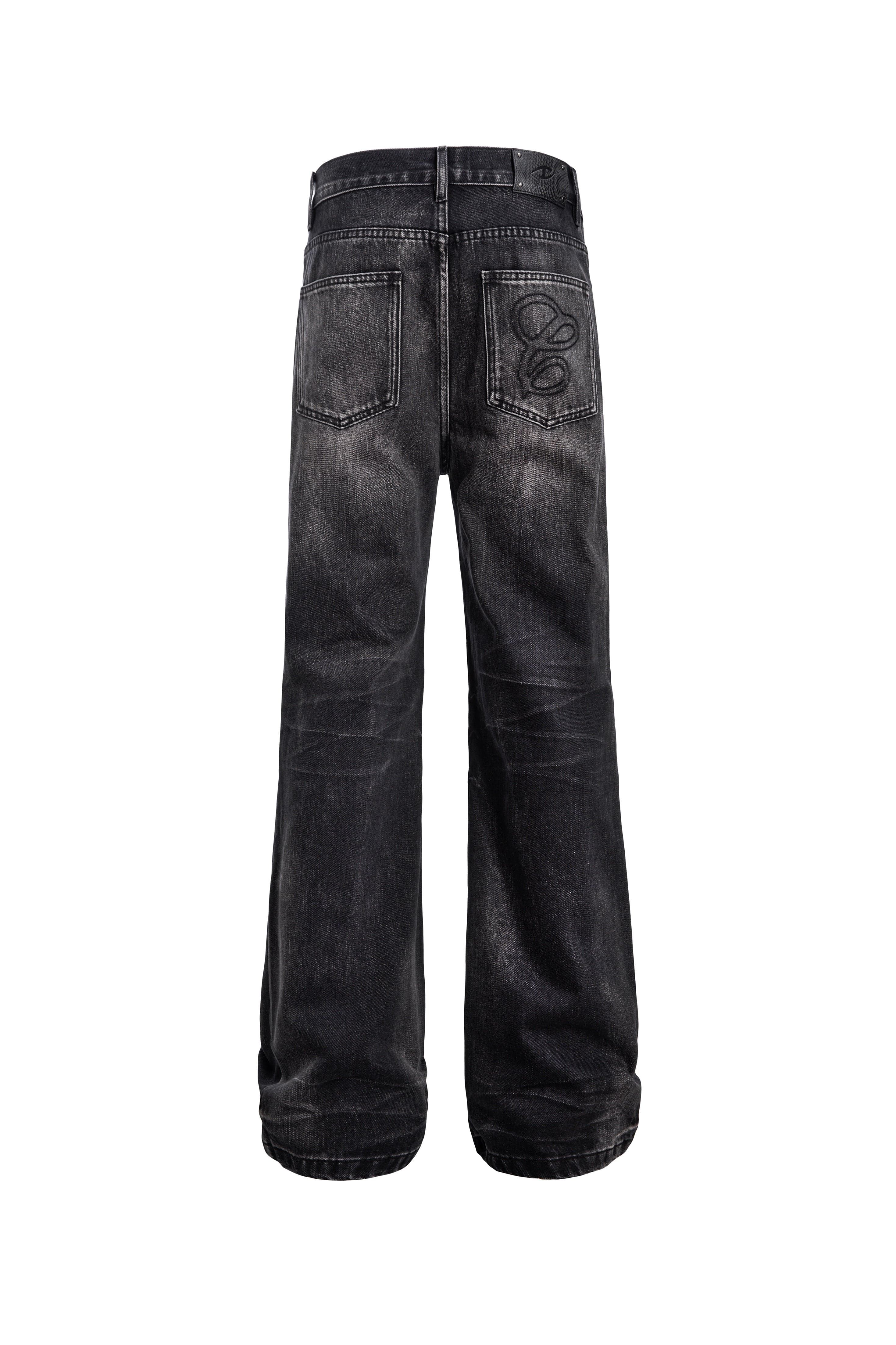 CATSSTAC Whisker Washed Frayed Straight-Leg Jeans