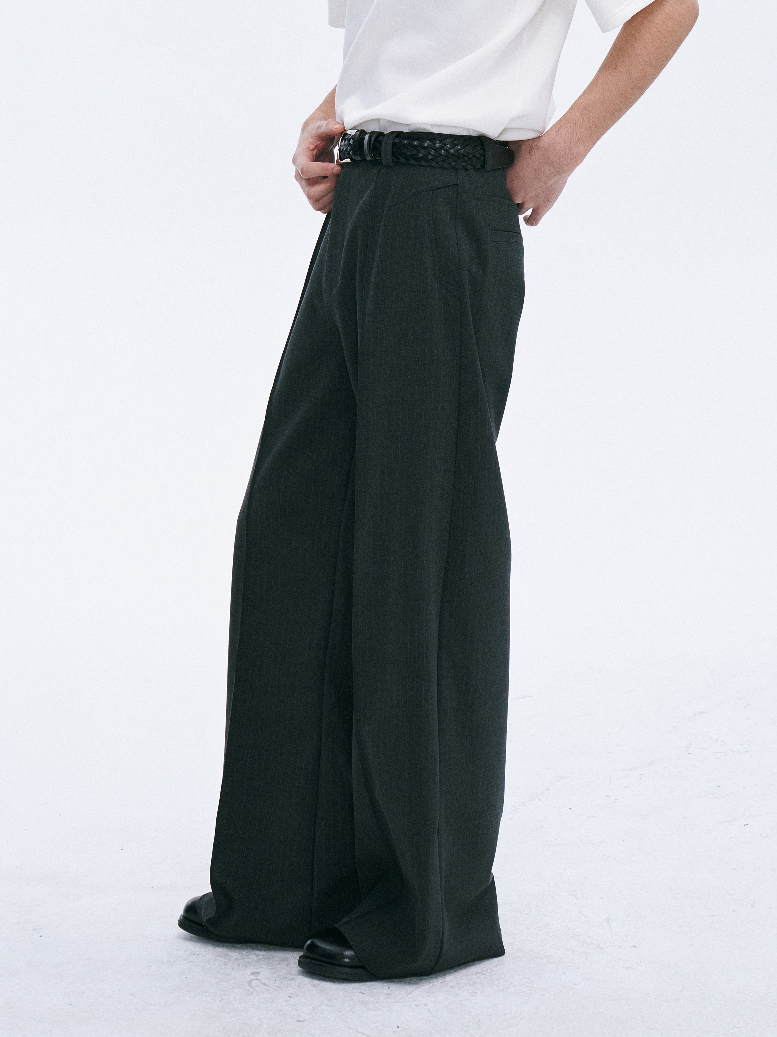 CATSSTAC Classic Pinstripe Wide-Leg Pants