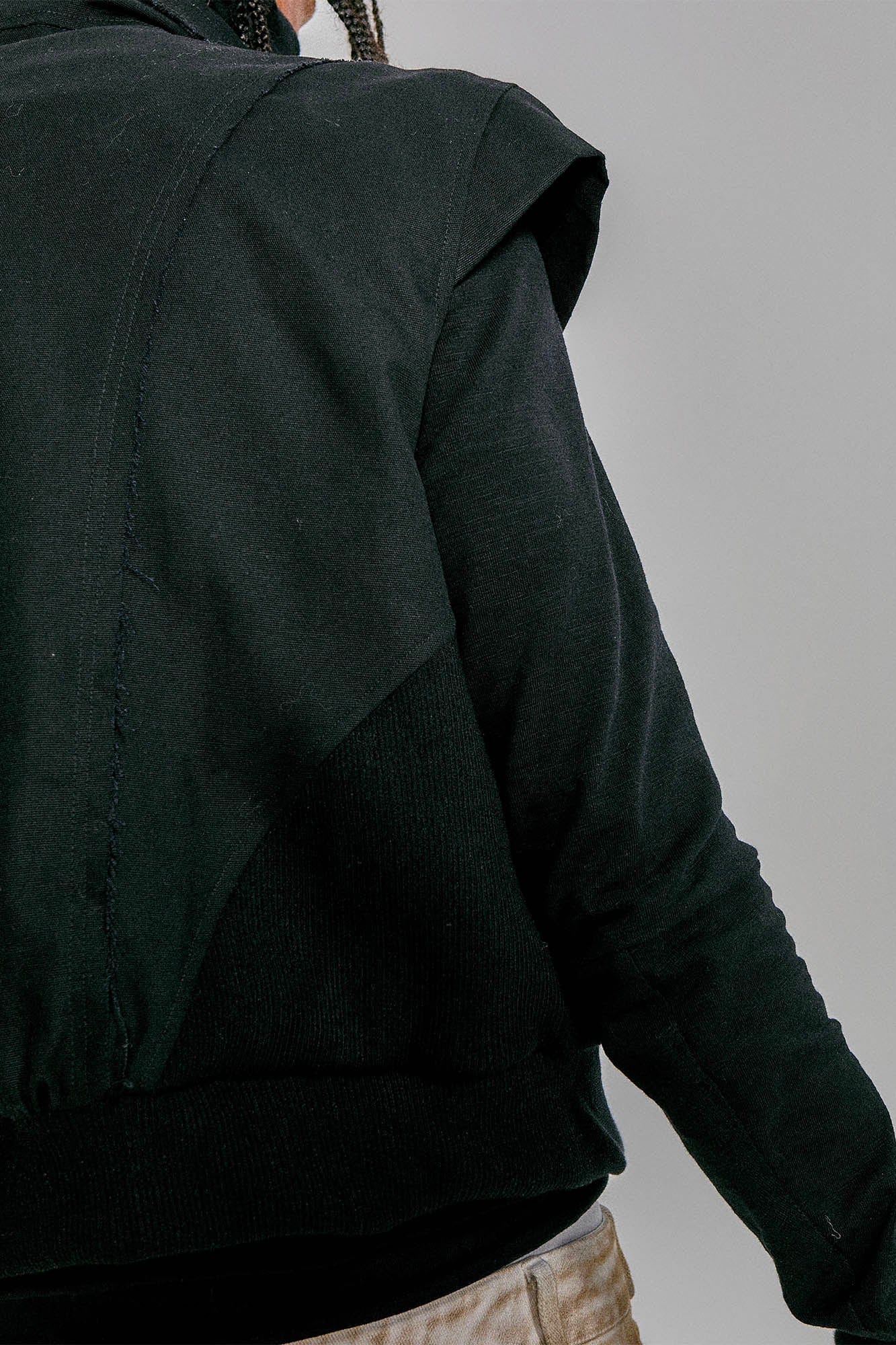 FLYERRER Studded Spliced Stand-Collar Zip-Up Vest