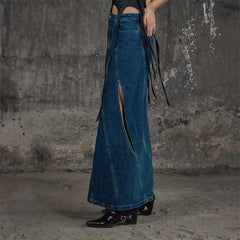 DND4DES Deconstructed Cutout Denim Skirt