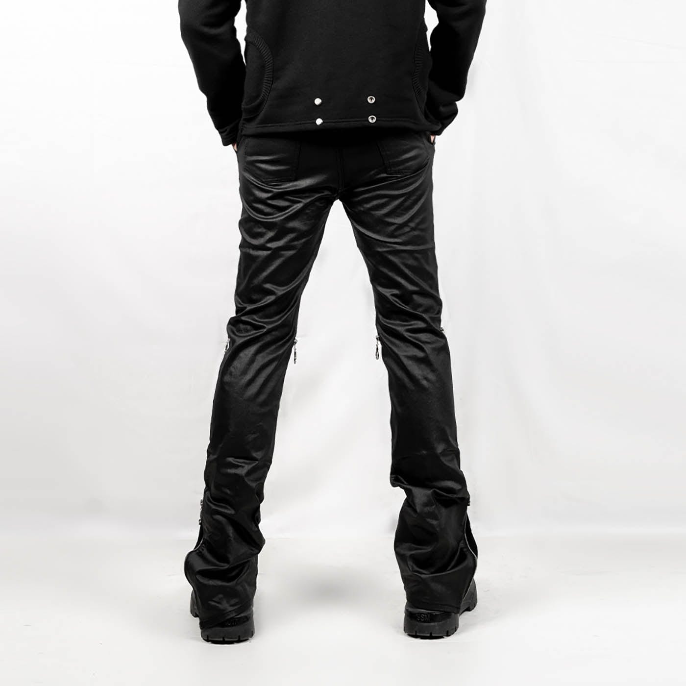 INSIDE OUT Multi-Zipper Rivet Pants