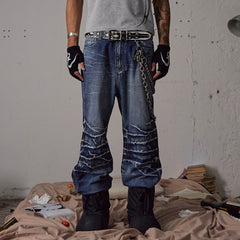 DND4DES Lightning-Creased Flared Jeans Blue