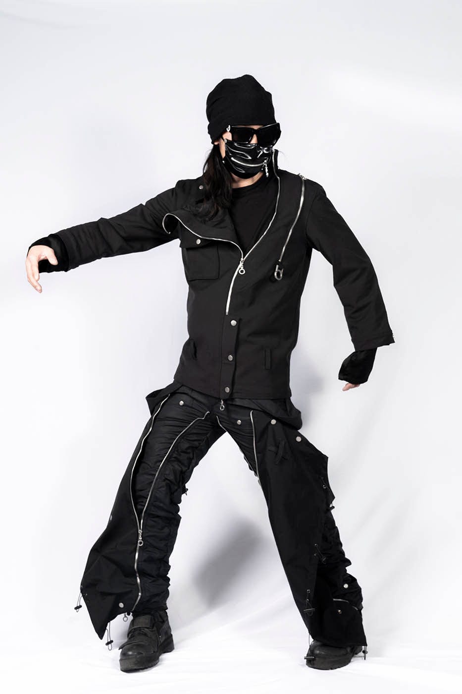 INSIDE OUT Asymmetrical Curved Zippered Jacket