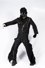 INSIDE OUT Asymmetrical Curved Zippered Jacket