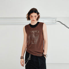 KREATE Abstract Face Knitted Tank Top