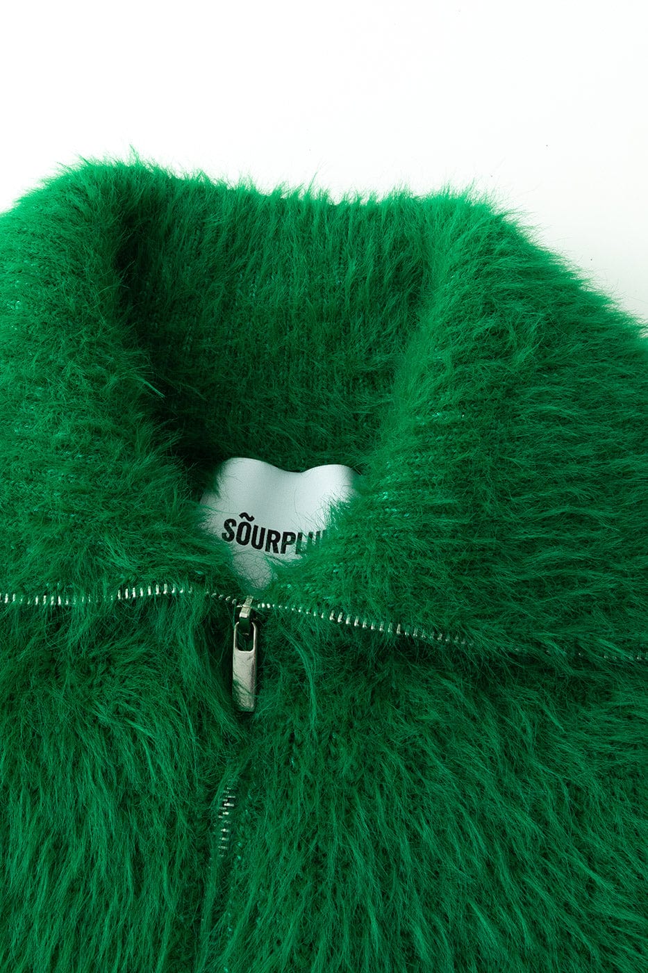 SOURPLUM Faux Fur Half Zip Sweater Avocado