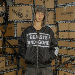 BLACK8MOB Studded Patchwork Bomber Jacket