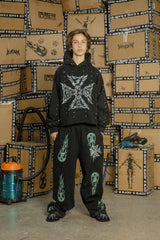 BLACK8MOB Flame Graphics Sweatpants