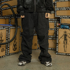 BLACK8MOB Armour Crinkled Rivet Pants