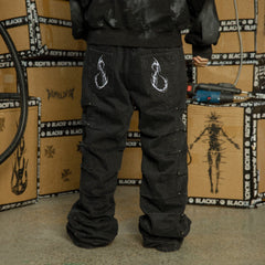 BLACK8MOB Armour Crinkled Rivet Pants