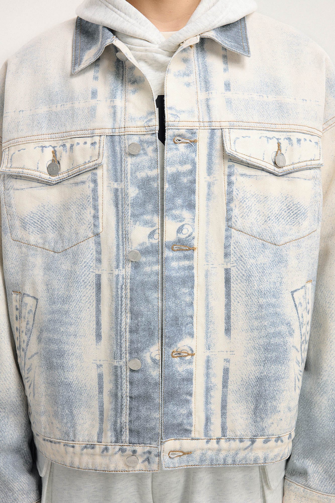 BONELESS Washed Faded Denim Jacket