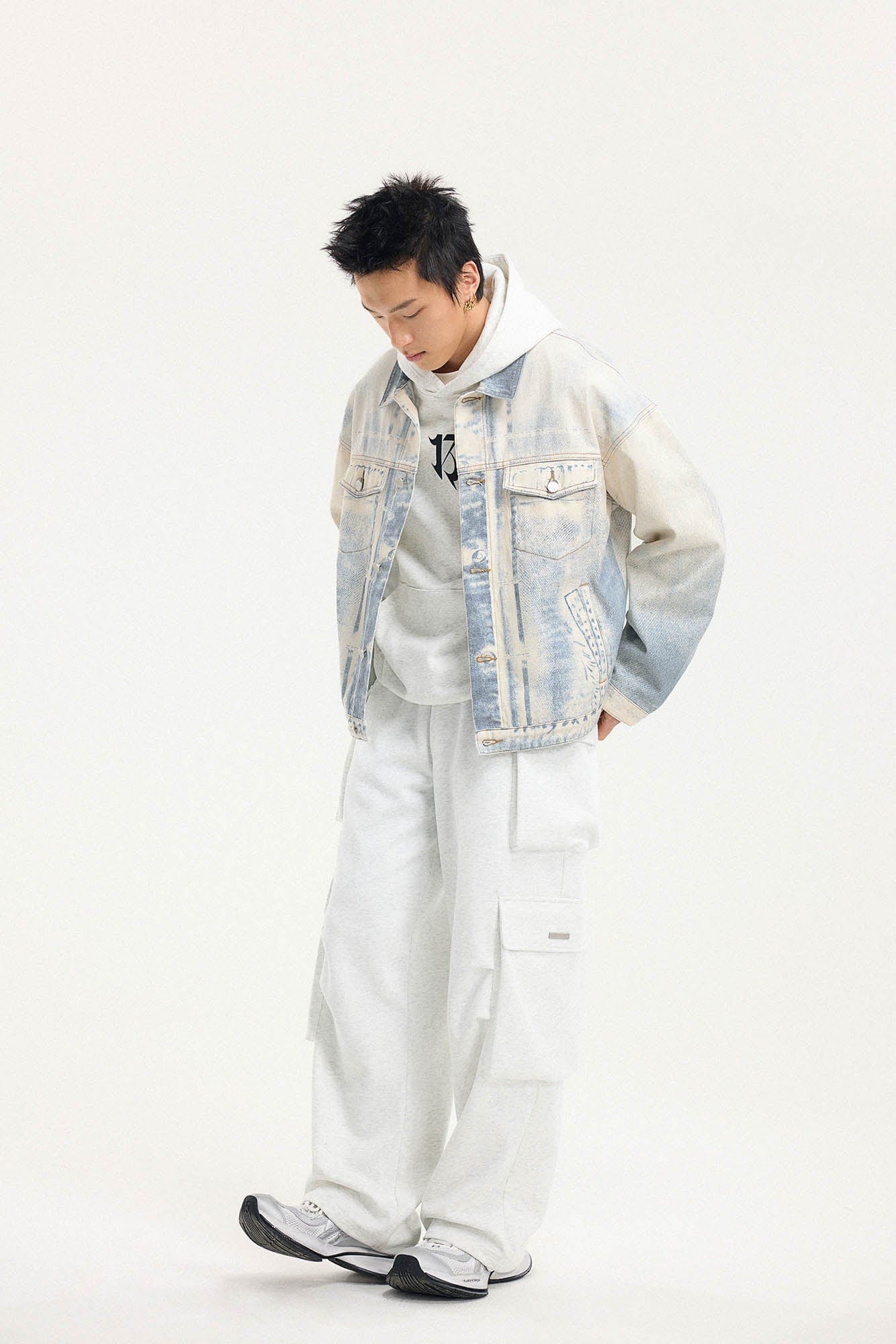 BONELESS Washed Faded Denim Jacket
