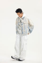 BONELESS Washed Faded Denim Jacket