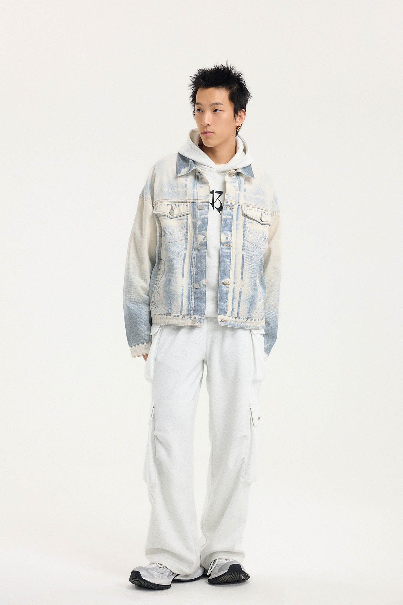BONELESS Washed Faded Denim Jacket