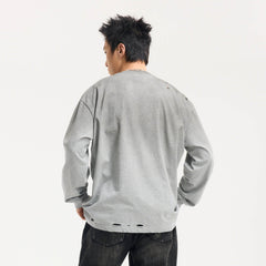 BONELESS Distressed Statement Graffiti Gradient Long-Sleeve Tee