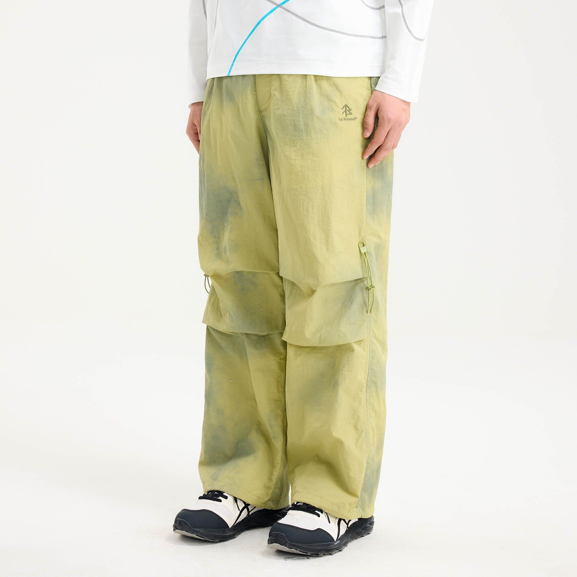 BONELESS Tie-Dye Crinkled Parachute Pants