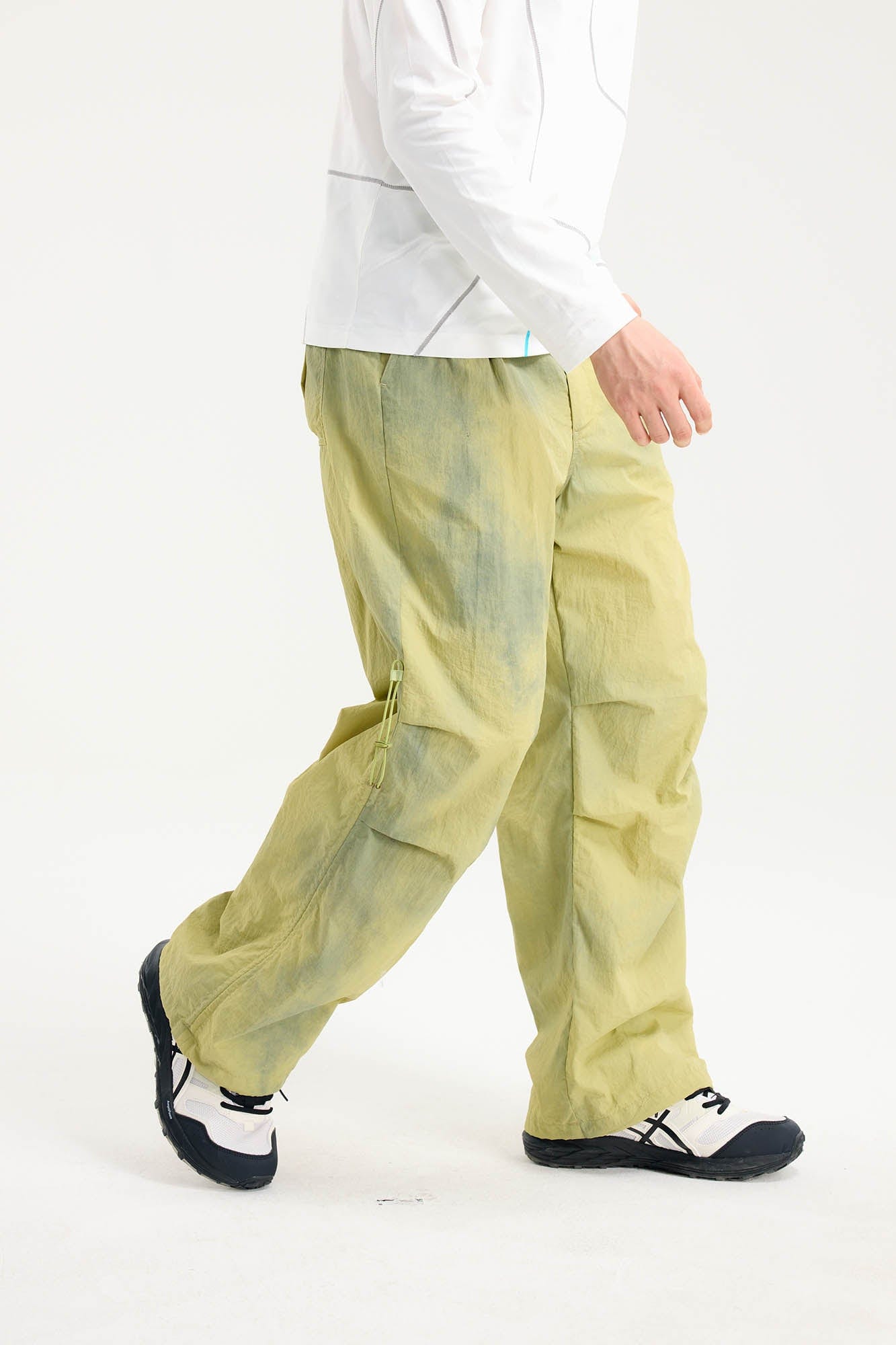 BONELESS Tie-Dye Crinkled Parachute Pants
