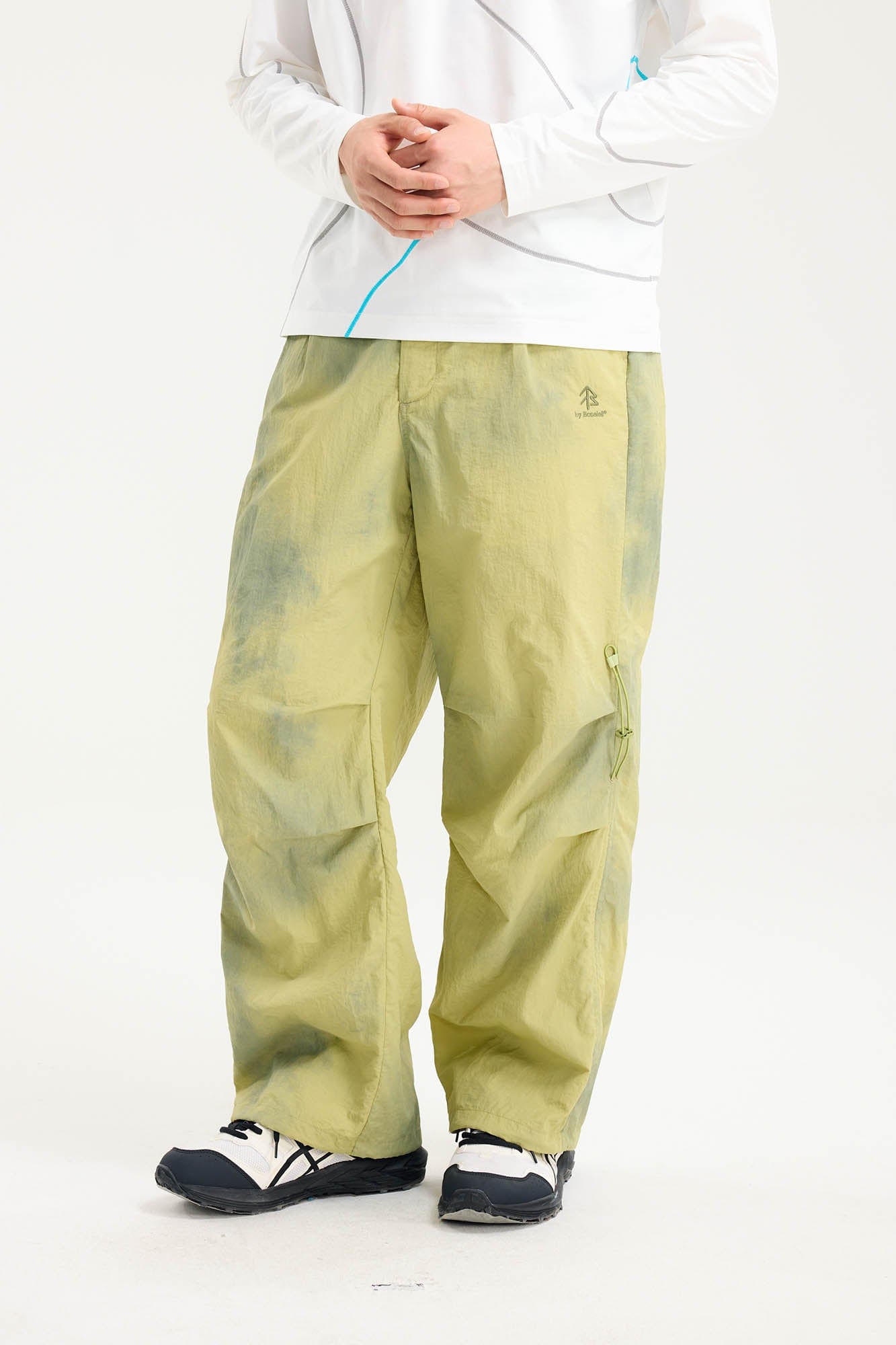 BONELESS Tie-Dye Crinkled Parachute Pants