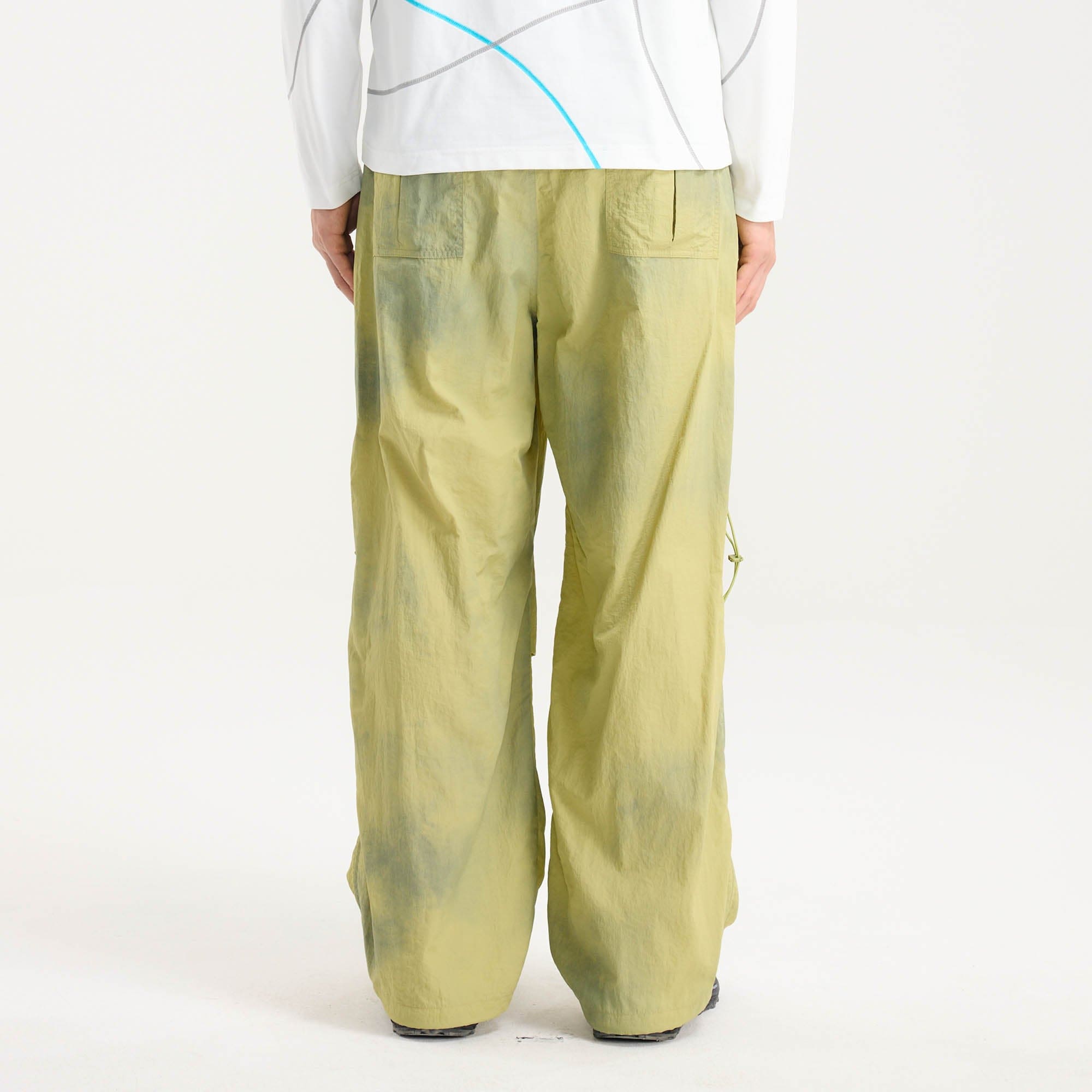 BONELESS Tie-Dye Crinkled Parachute Pants