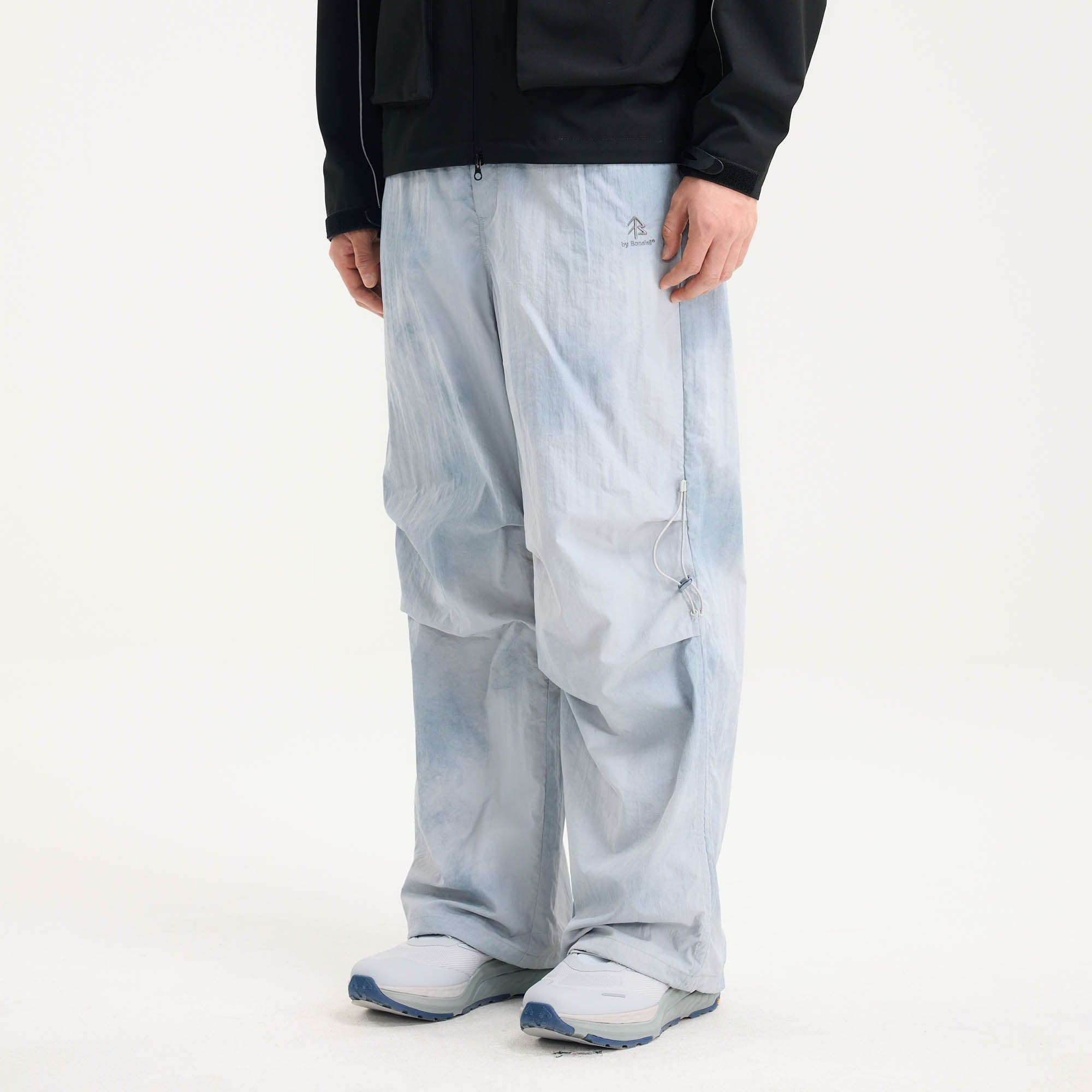 BONELESS Tie-Dye Crinkled Parachute Pants