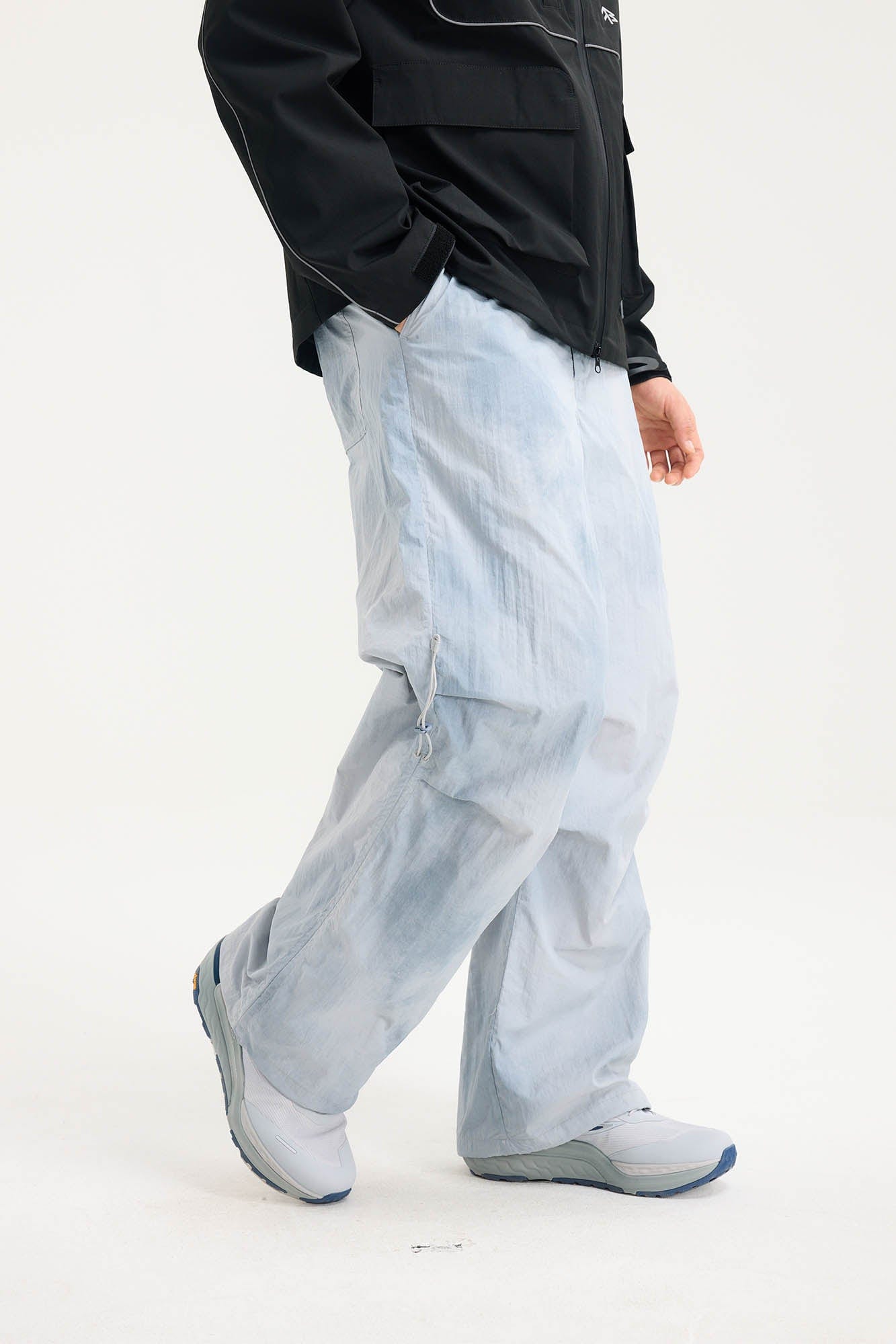 BONELESS Tie-Dye Crinkled Parachute Pants