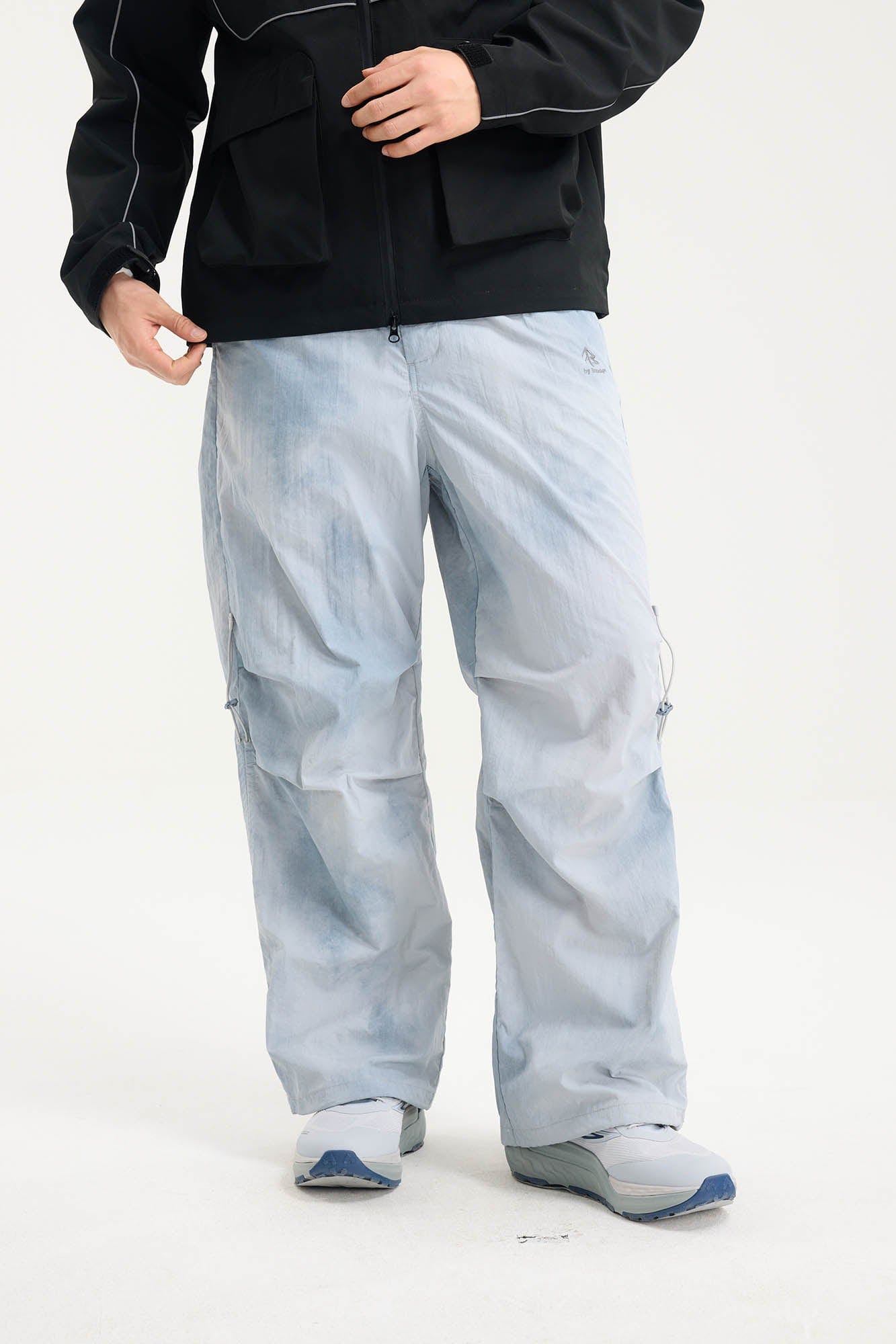 BONELESS Tie-Dye Crinkled Parachute Pants