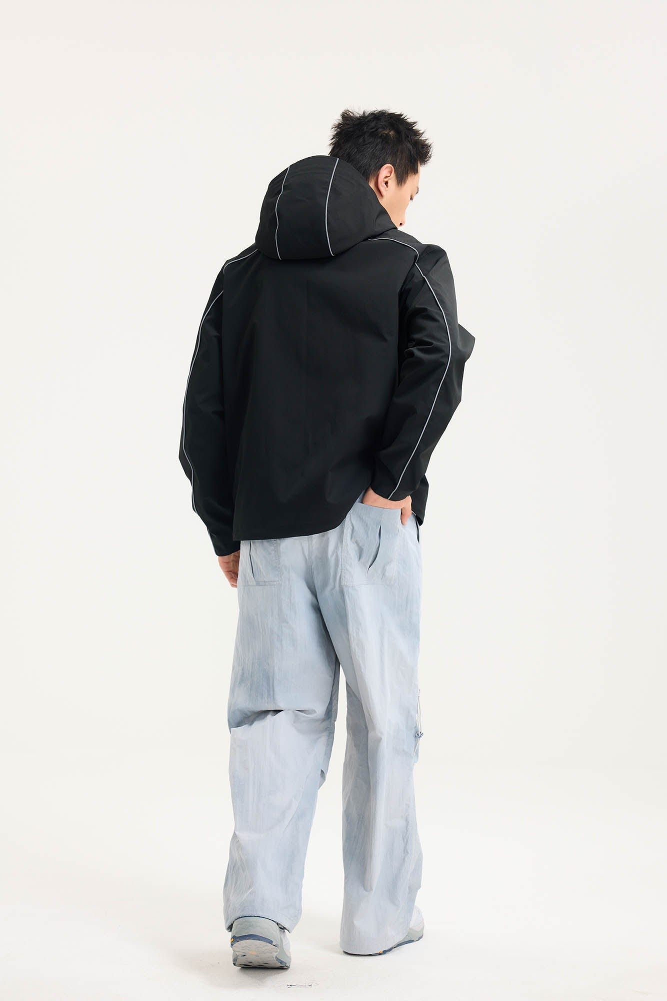 BONELESS Tie-Dye Crinkled Parachute Pants