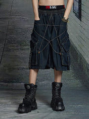 DND4DES Star Drawstring Deconstructed Denim Shorts