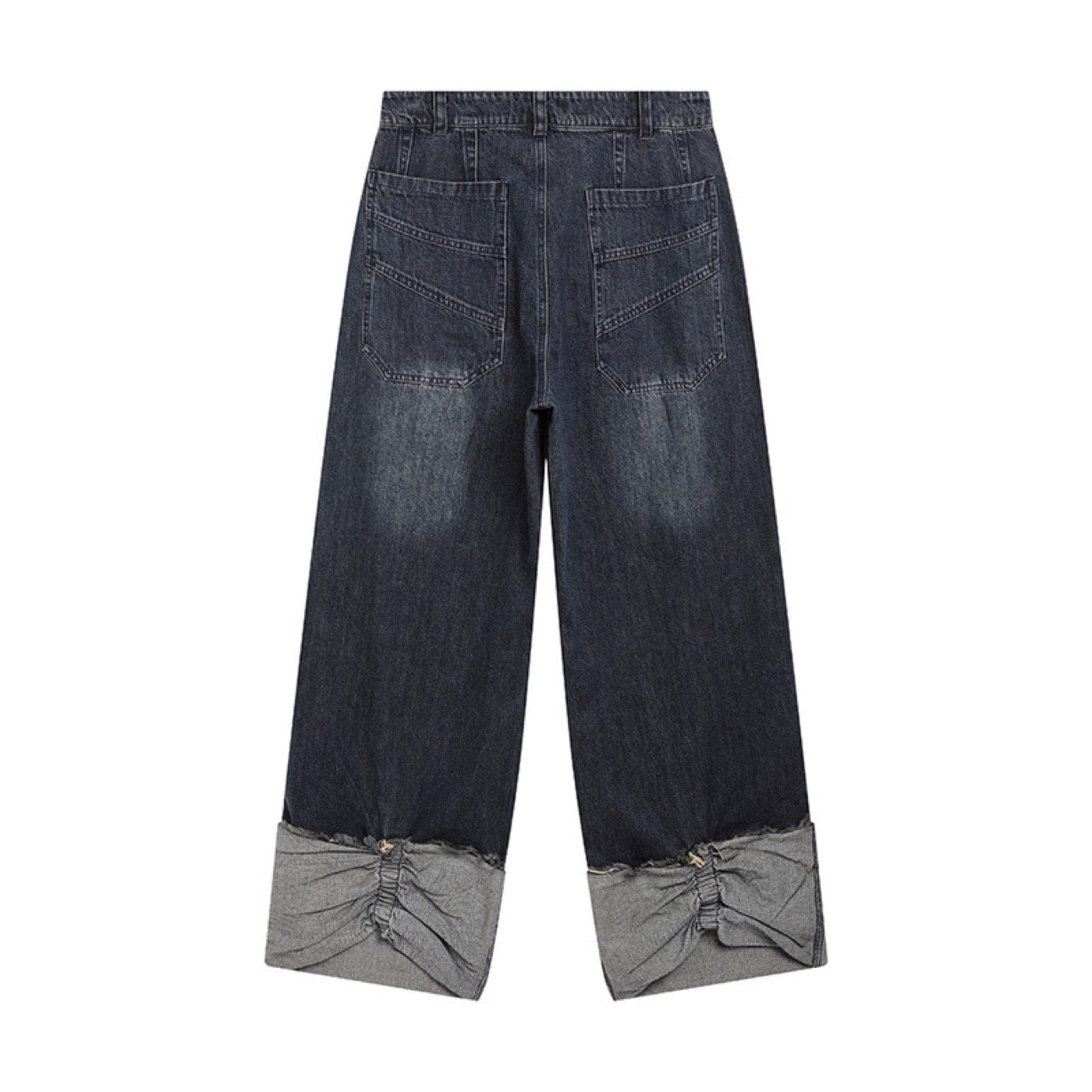 DND4DES Patchwork Raw-Edge Zipper Jeans Dark Blue