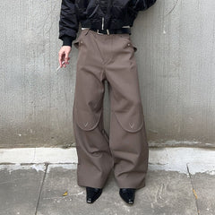 ESAIAS Layered Flap-Knee Wool-Blended Wide-Leg Trousers