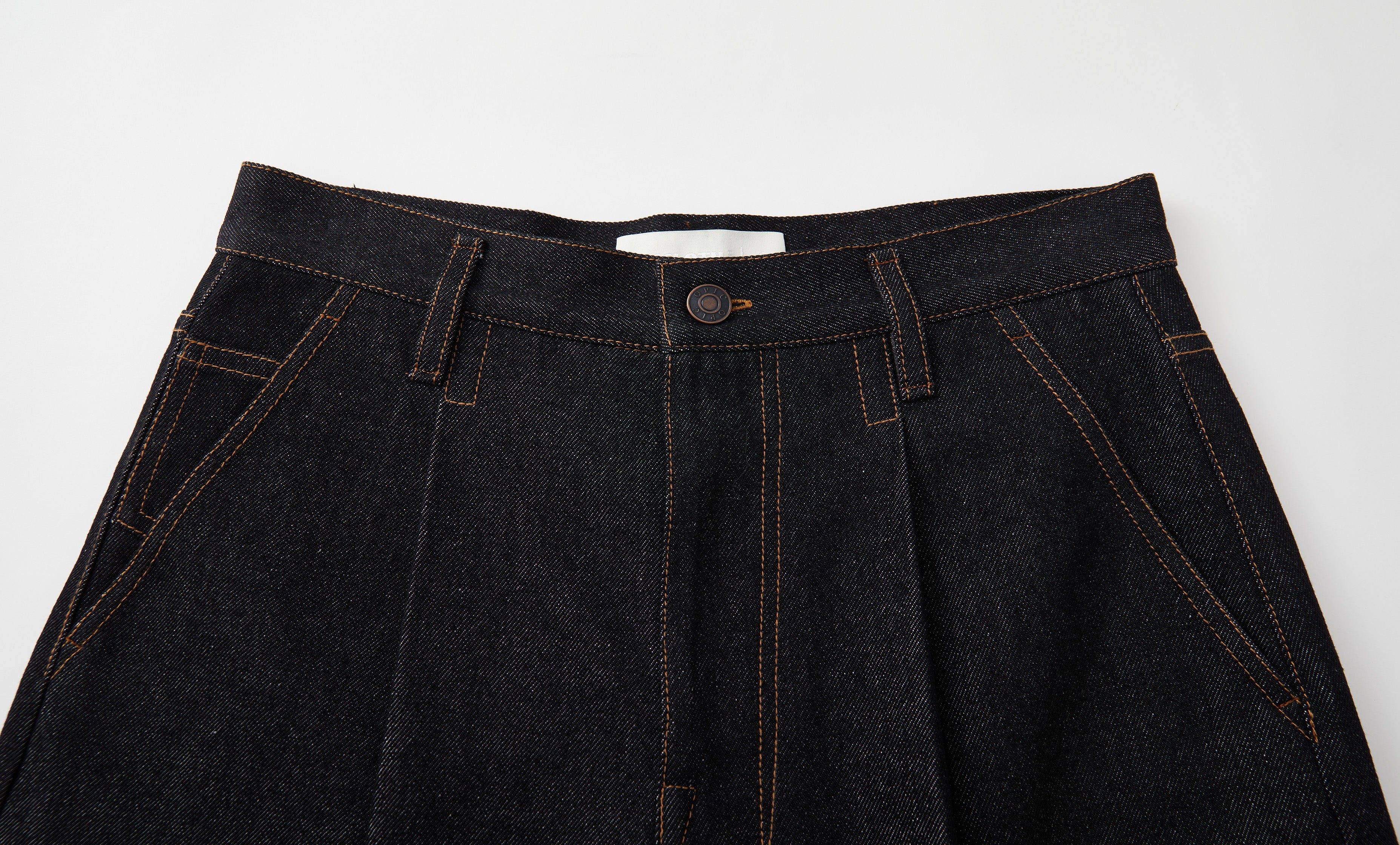OPICLOTH Retro Washed Pleated Wide-Leg Jeans
