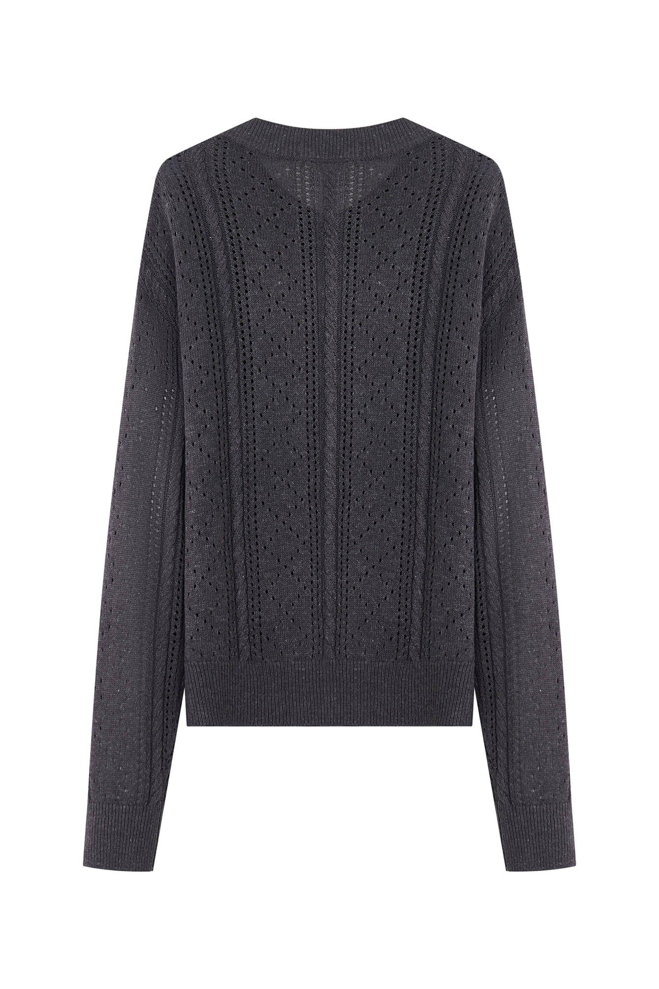 OPICLOTH Eyelet Knit Button-Up Cardigan