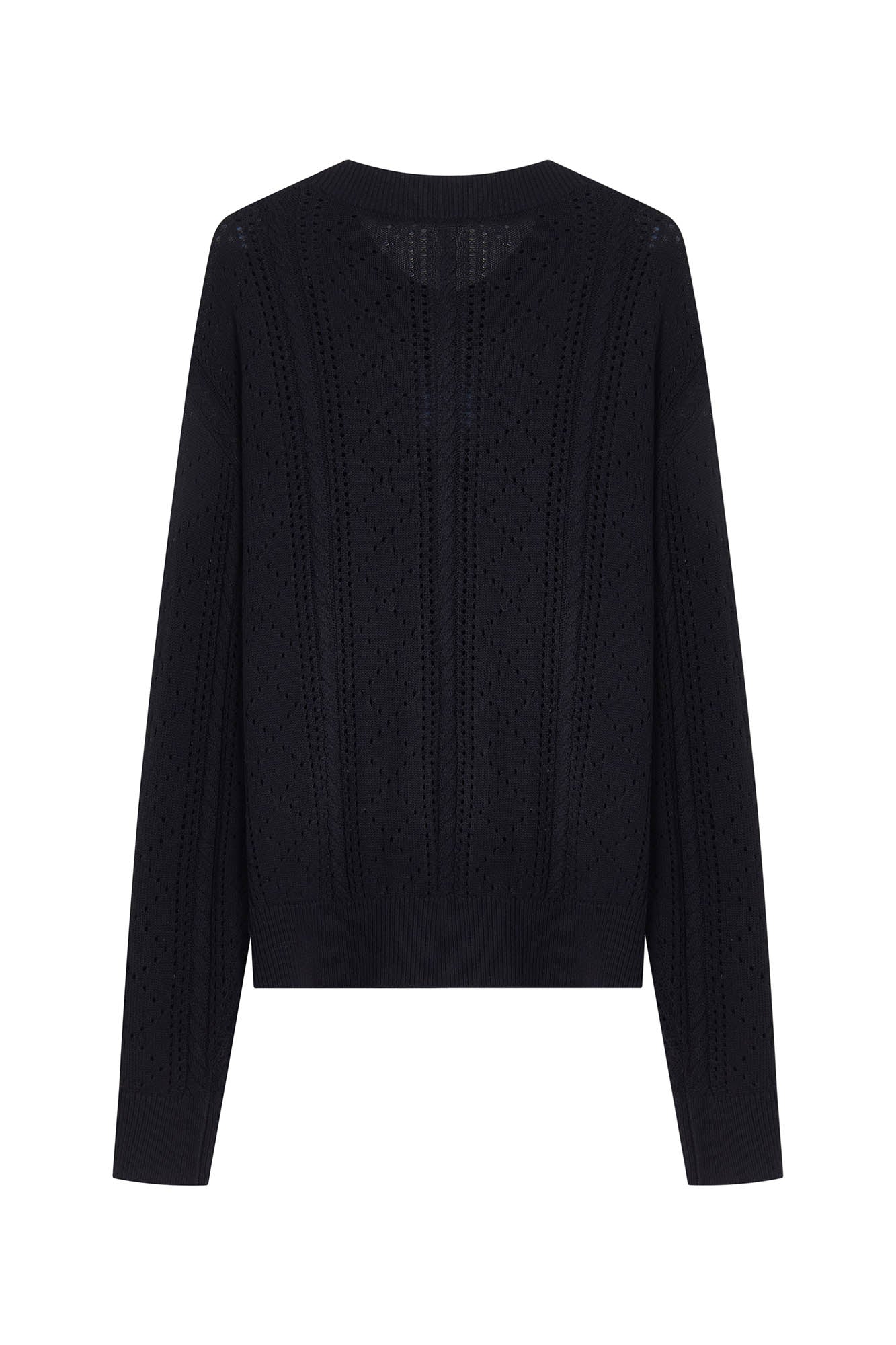 OPICLOTH Eyelet Knit Button-Up Cardigan