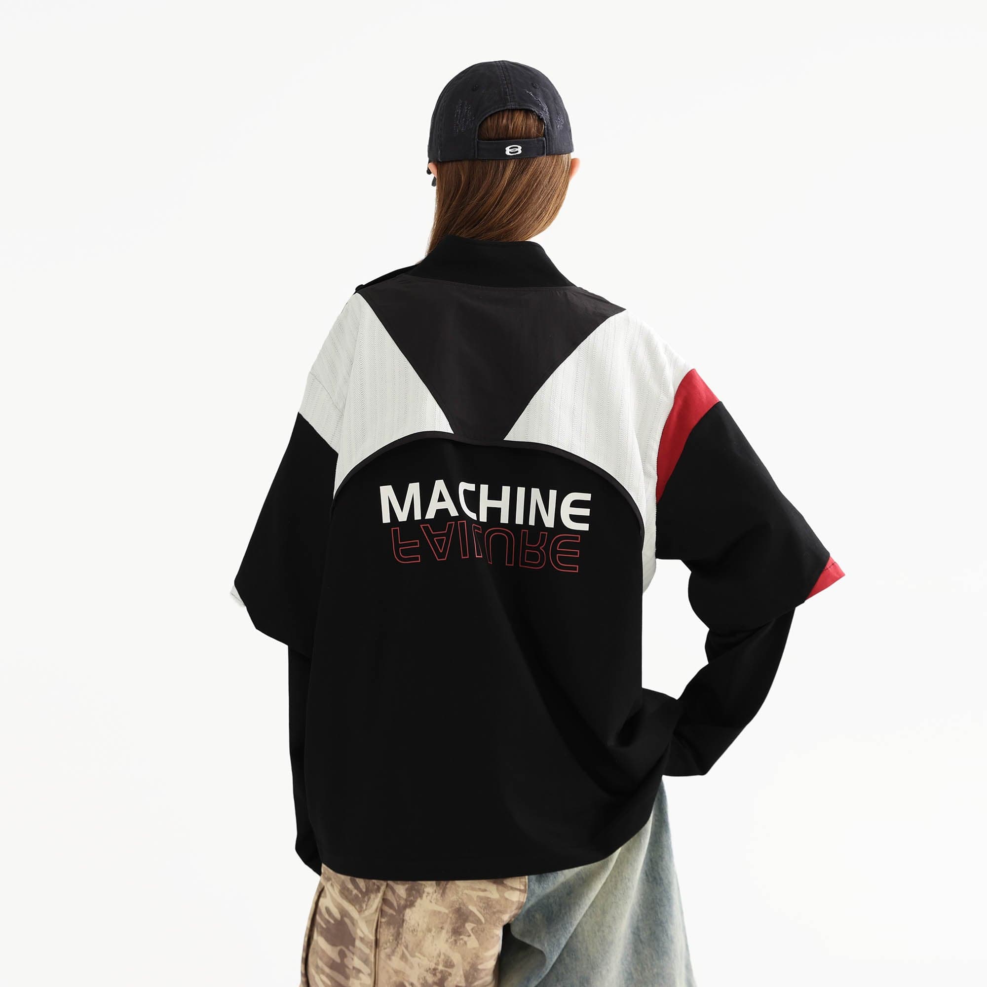 ERROR CODE ROBOT Button-Seam Contrast Detachable-Sleeve Tee