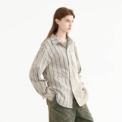 ERROR CODE ROBOT Paneled Striped Spliced Shirt