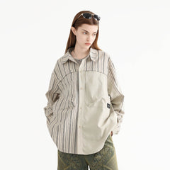 ERROR CODE ROBOT Paneled Striped Spliced Shirt