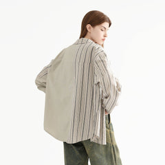 ERROR CODE ROBOT Paneled Striped Spliced Shirt