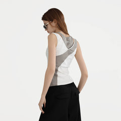 ERROR CODE ROBOT Sketch Collage Asymmetrical Layered Tank Top