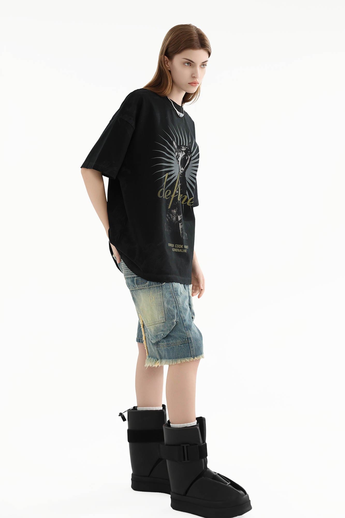 ERROR CODE ROBOT Screaming Cat Graphic Washed T-Shirt