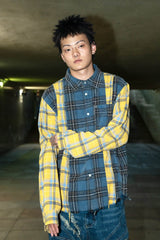 PHANTOMHUNTER Plaid Spliced Frayed Shirt