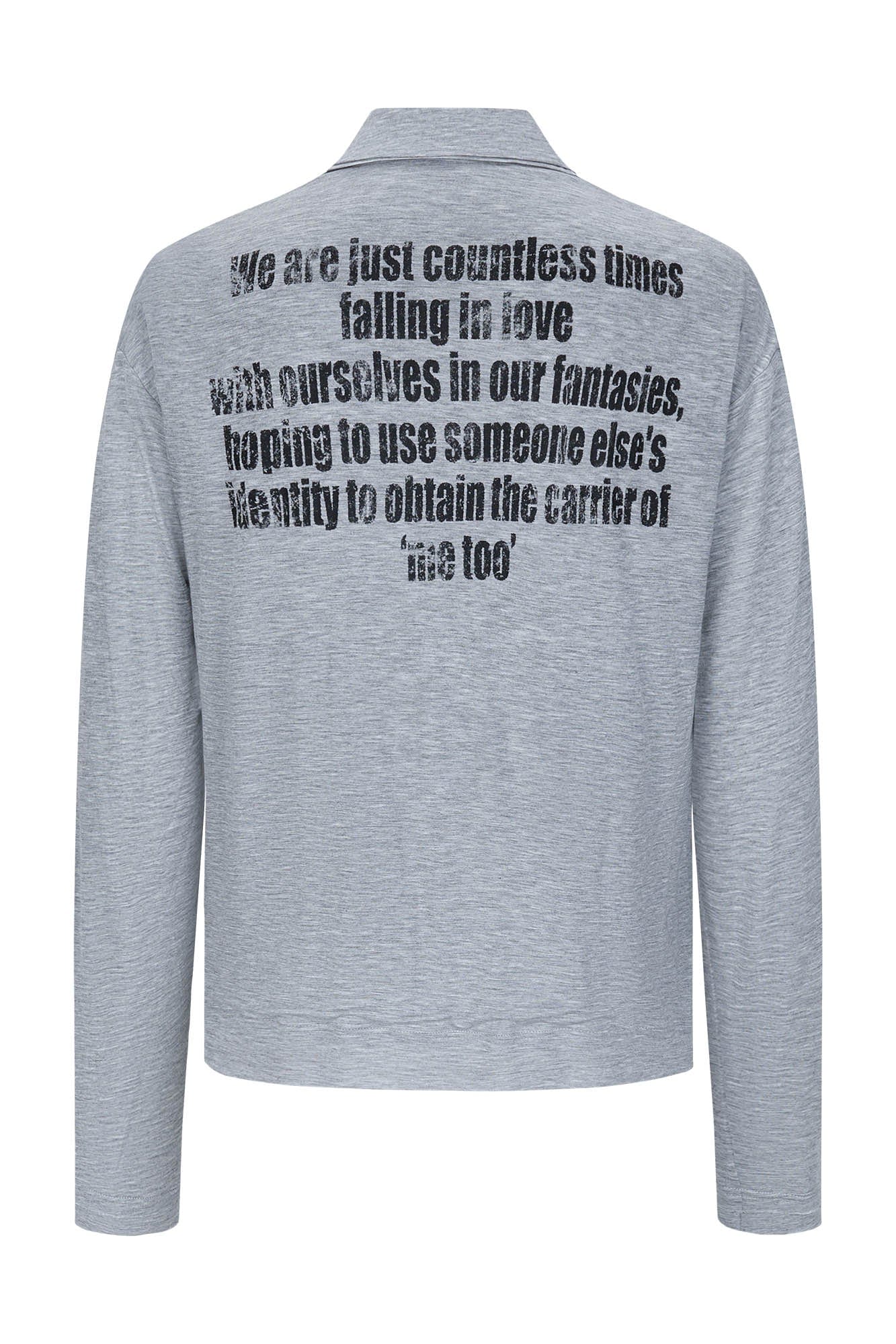 SAVAGEGROWTHWORLD Layered-Collar Slogan Polo Long-Sleeve T-Shirt