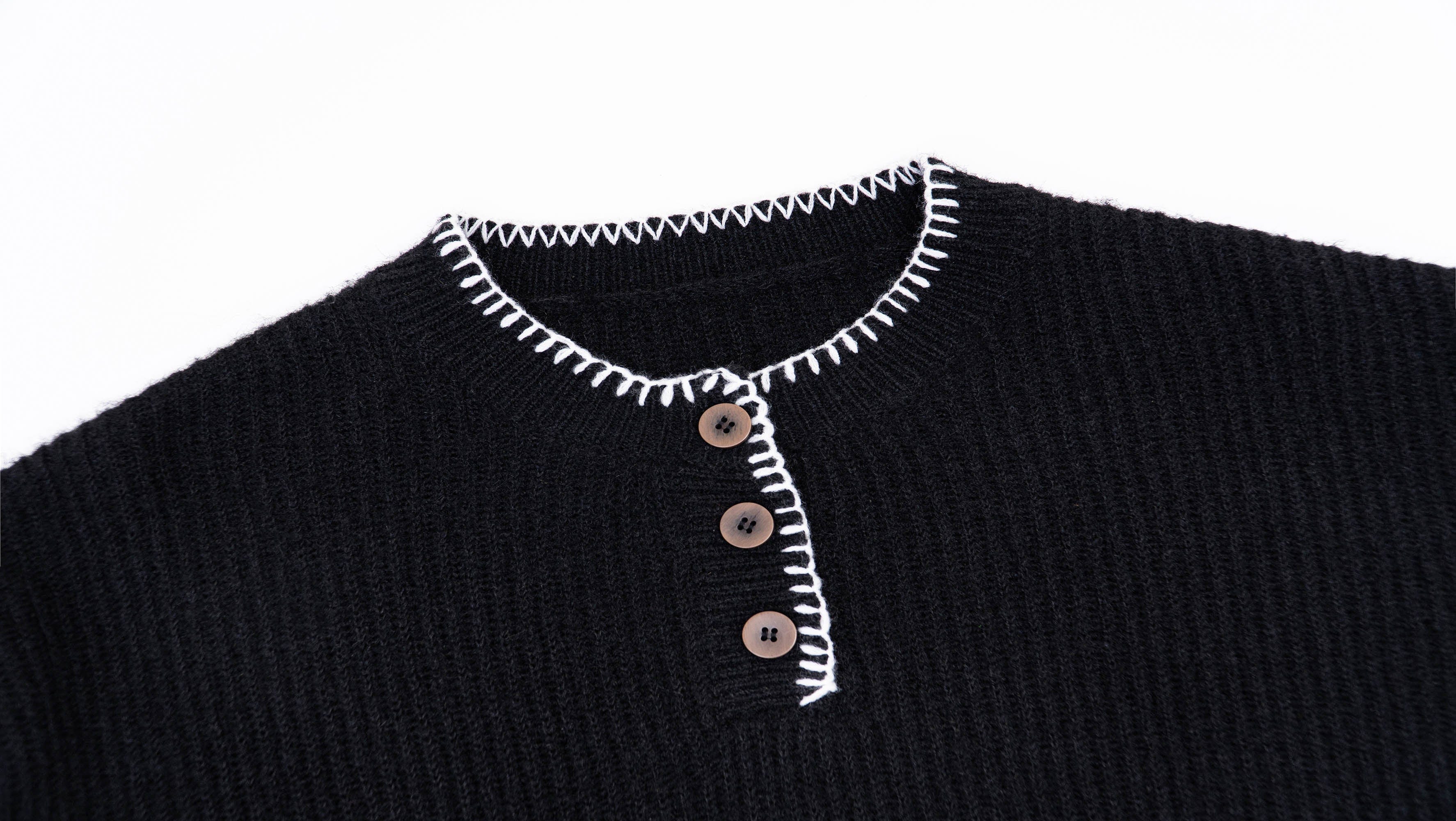 IN EXISTENCE Essential Ribbed Henley Sweater