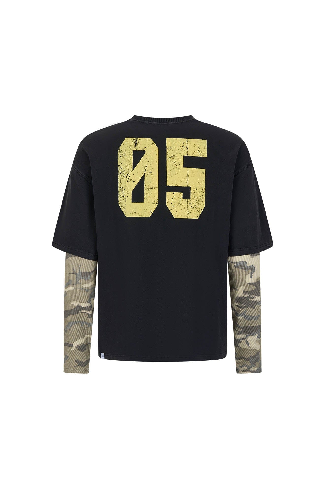 SAVAGEGROWTHWORLD No.5 Camo-Sleeve Layered Long-Sleeve T-Shirt