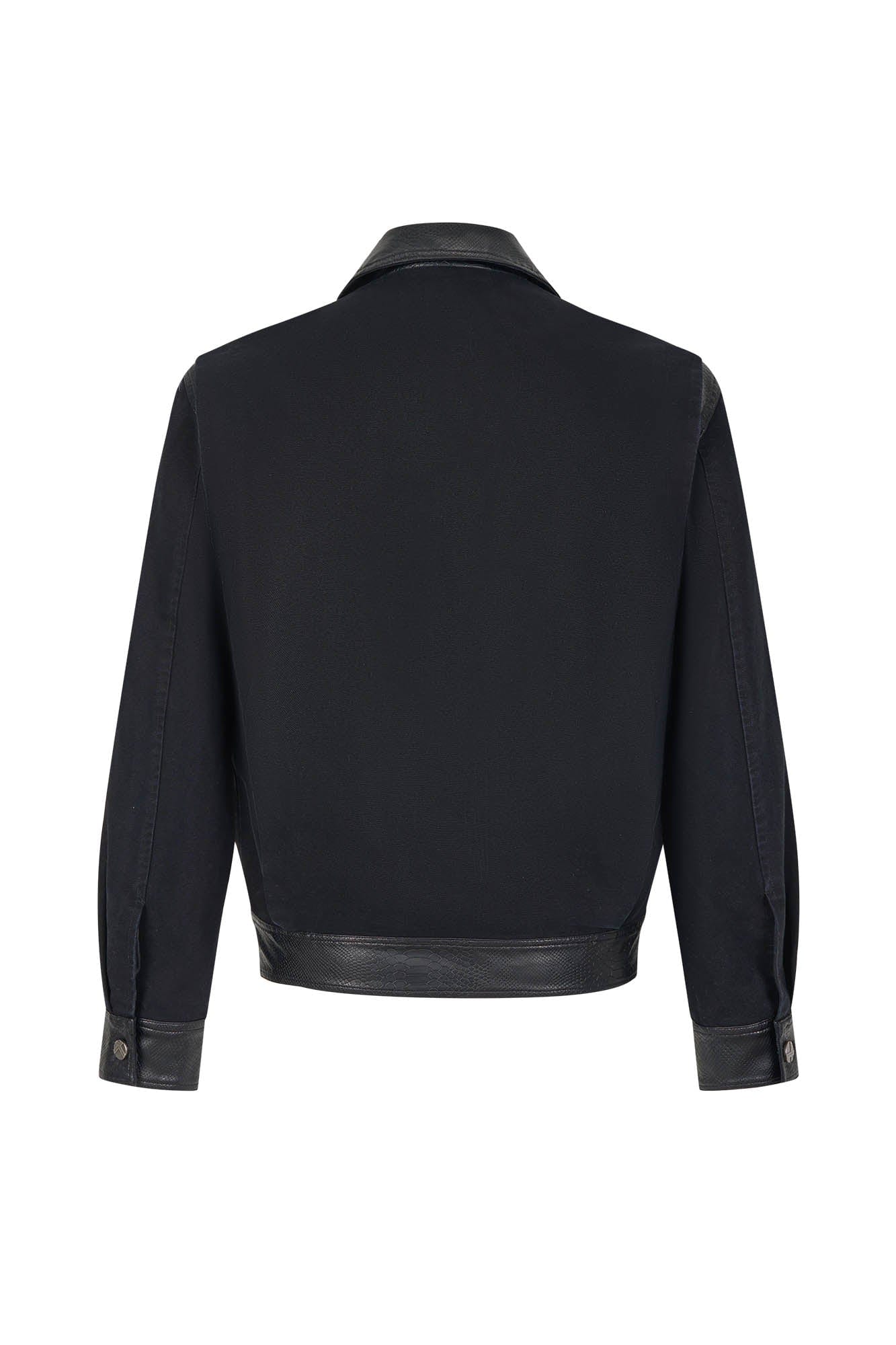 SAVAGEGROWTHWORLD Rivet Faux Leather Paneled Detroit Jacket