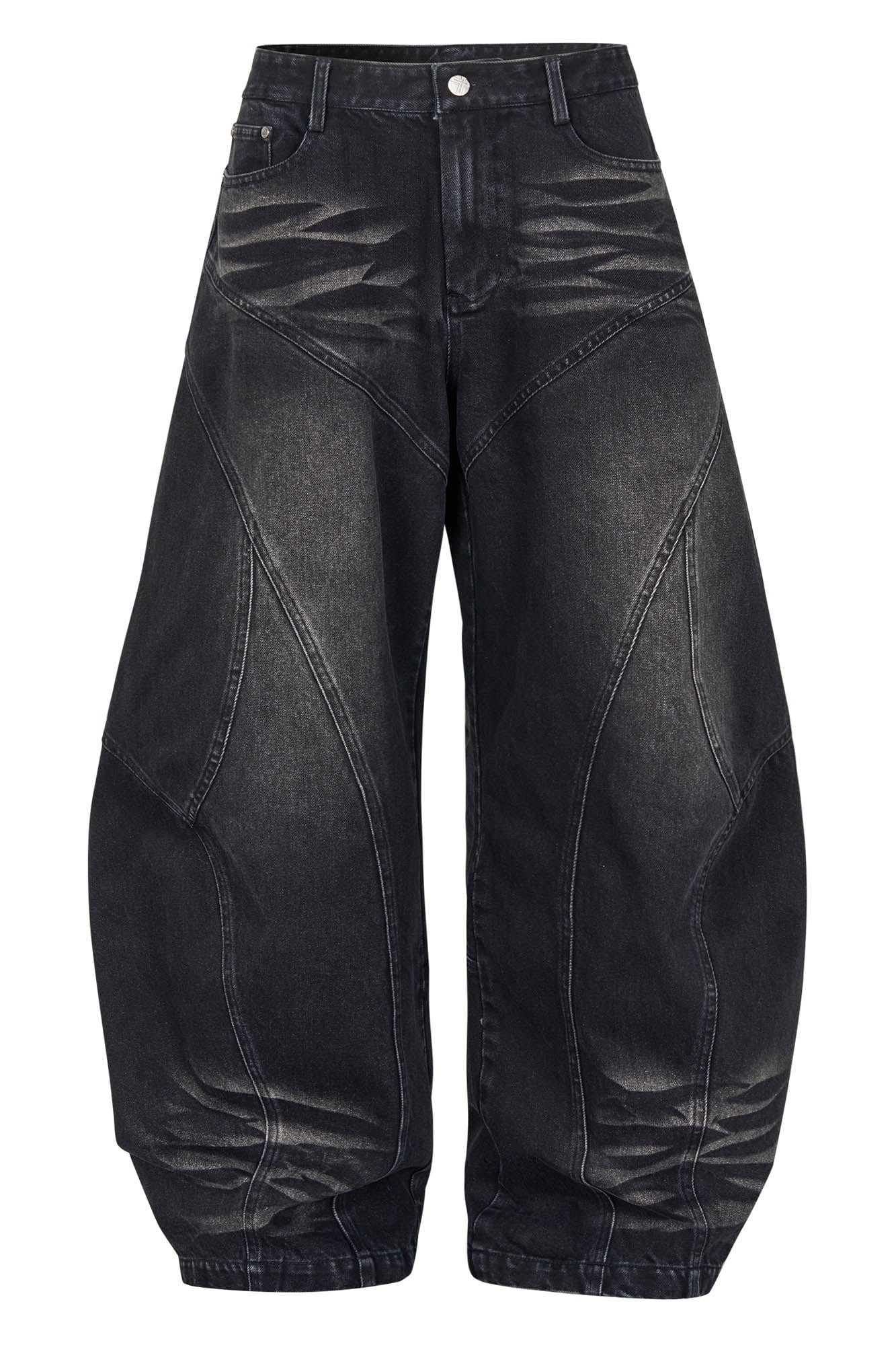 SAVAGEGROWTHWORLD Arc-Paneled Washed Oversized Balloon Jeans