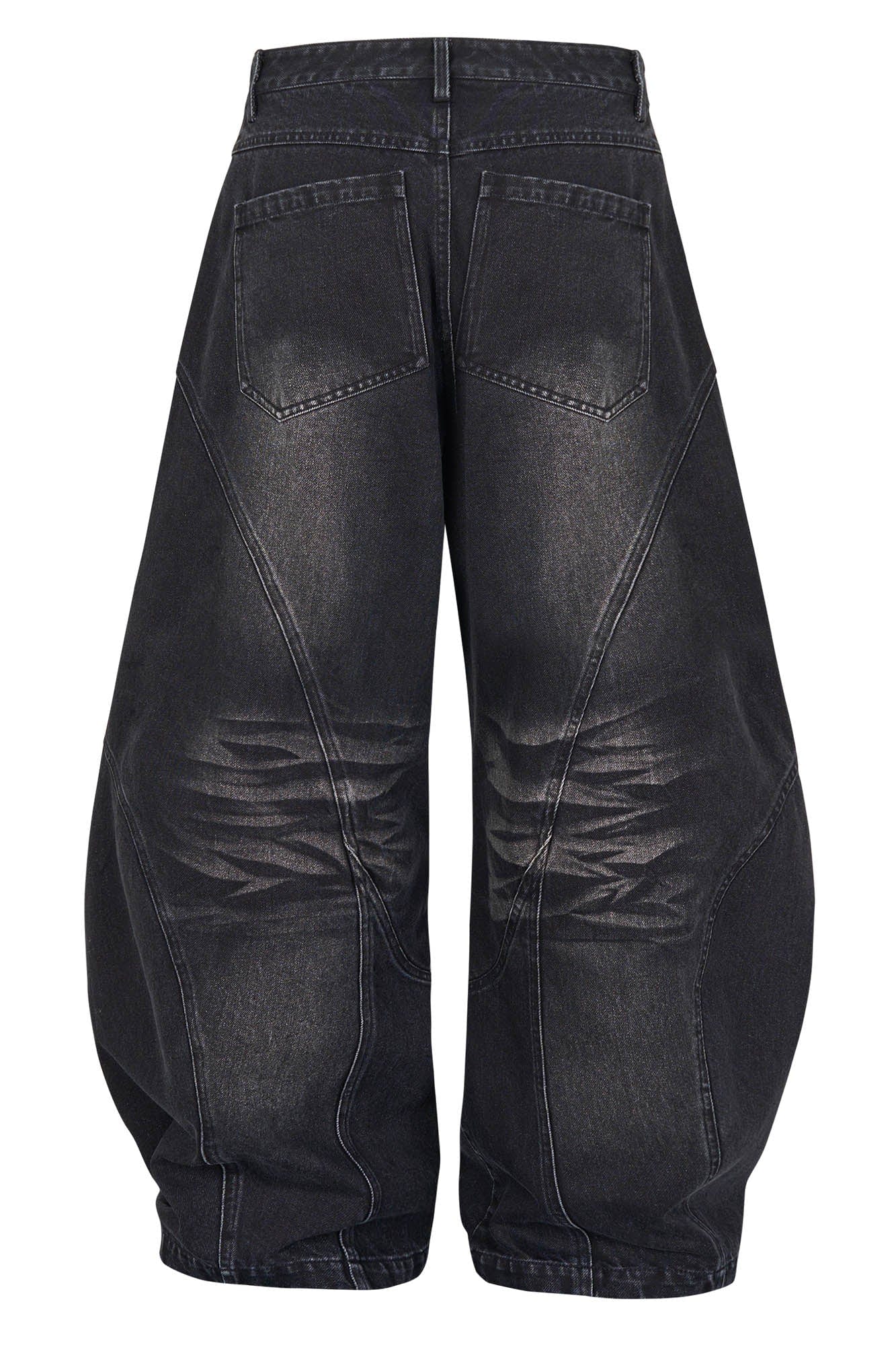 SAVAGEGROWTHWORLD Arc-Paneled Washed Oversized Balloon Jeans