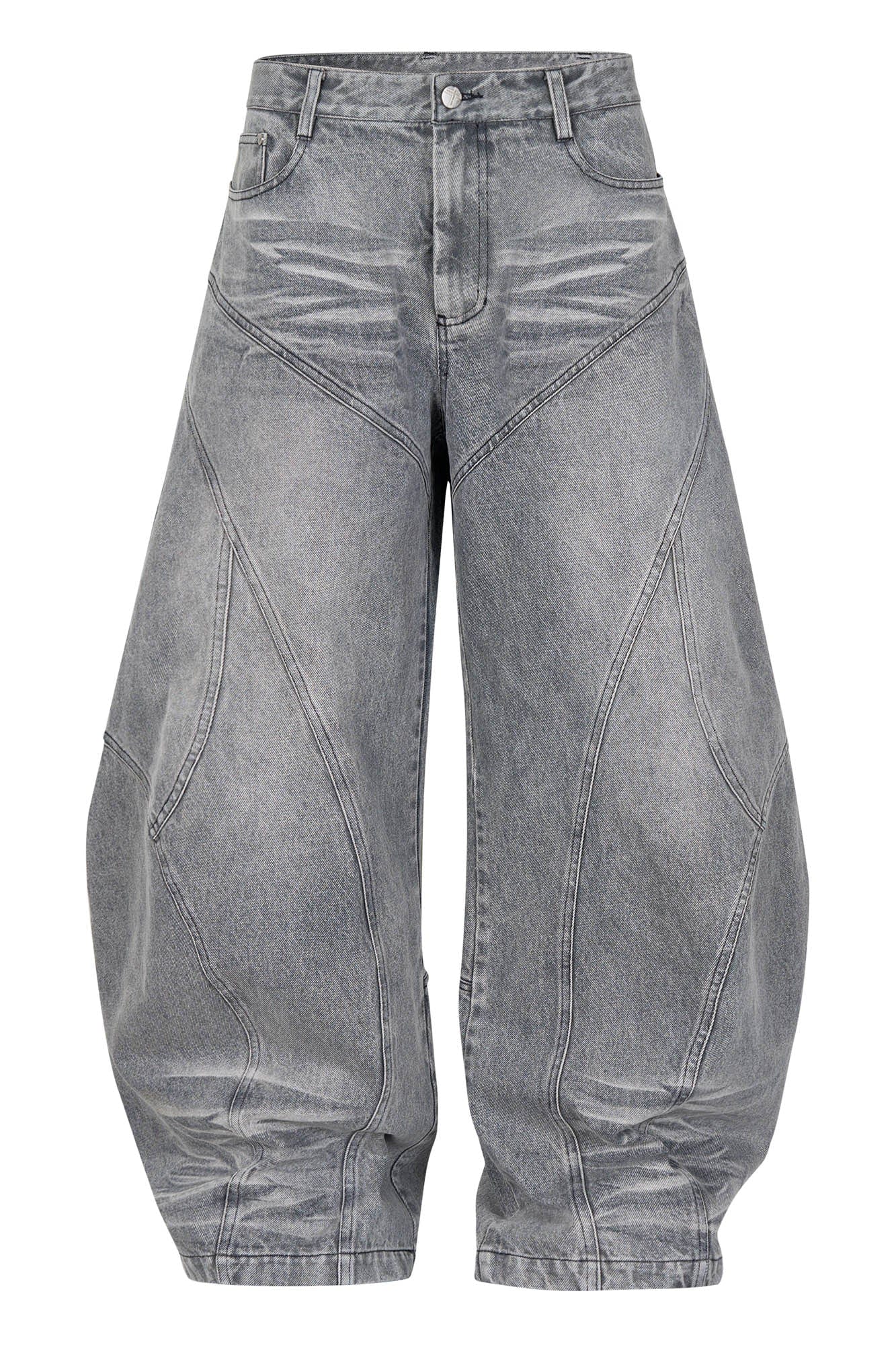 SAVAGEGROWTHWORLD Arc-Paneled Washed Oversized Balloon Jeans