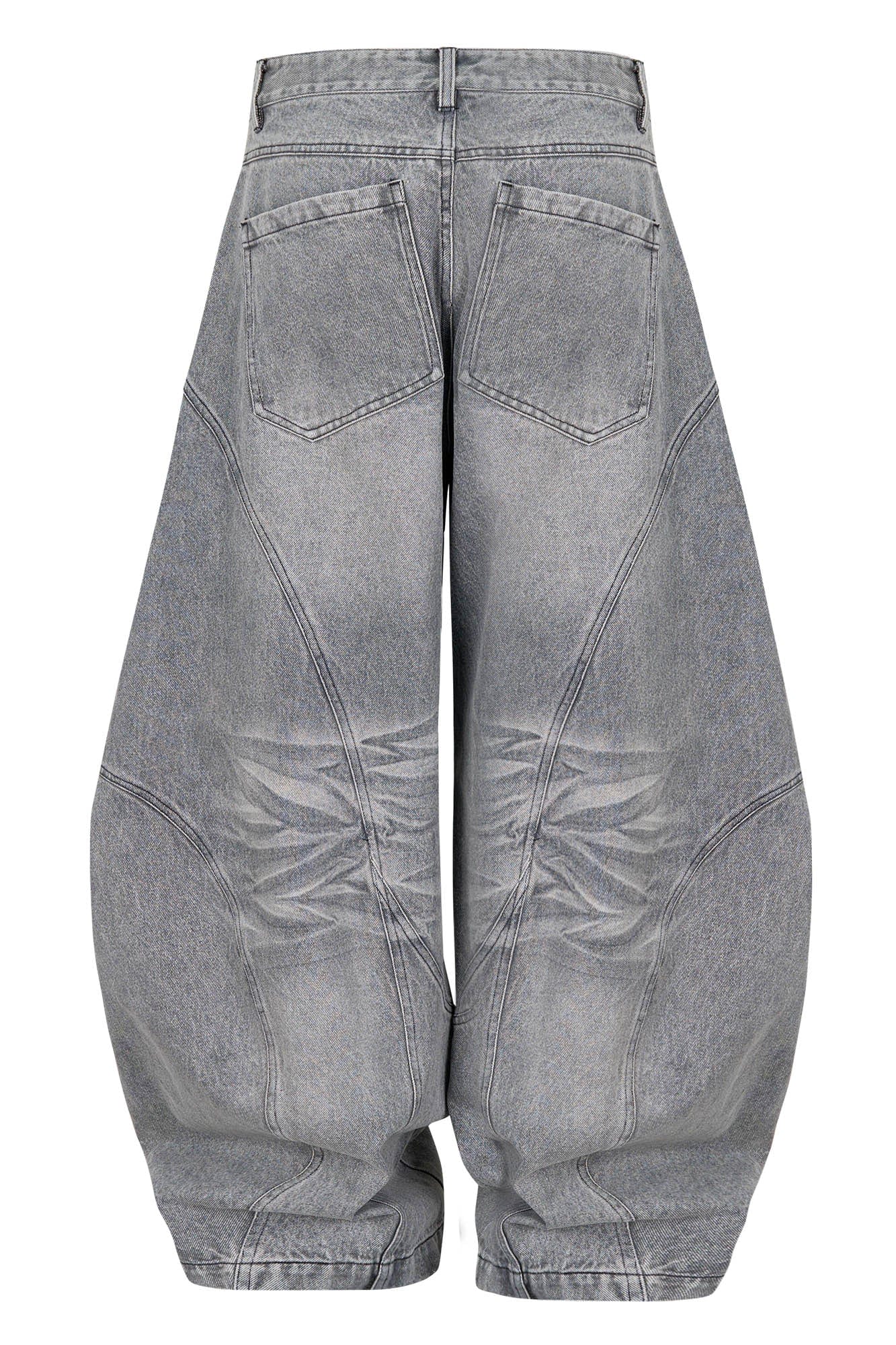 SAVAGEGROWTHWORLD Arc-Paneled Washed Oversized Balloon Jeans