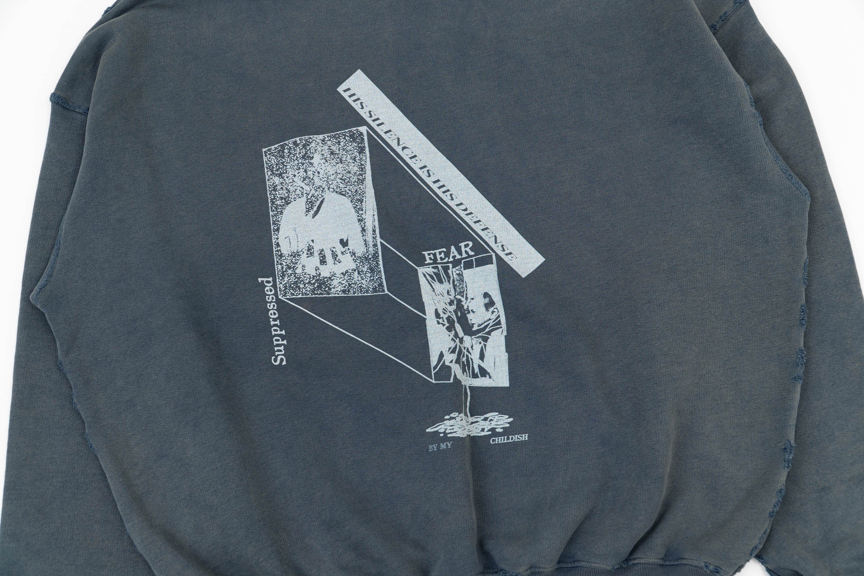 IN EXISTENCE Washed Frayed Graphic Hoodie